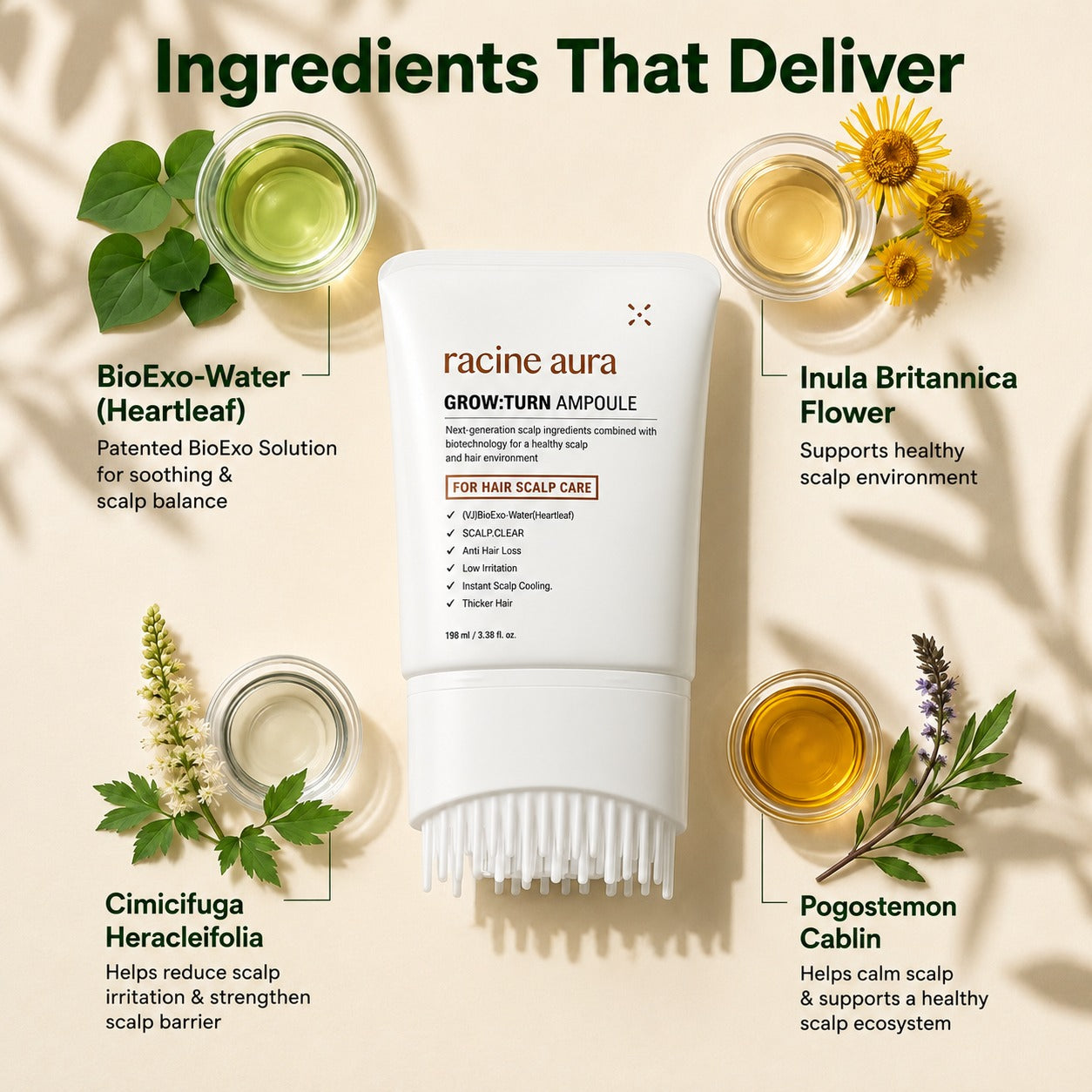 Grow Turn Hair Serum with Brush 100ml